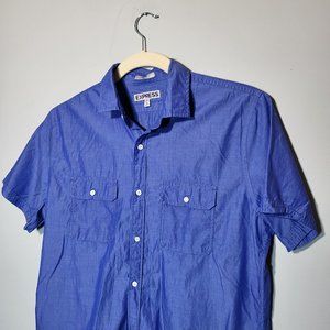 Express Fitted Short Sleeve Button Down Size L